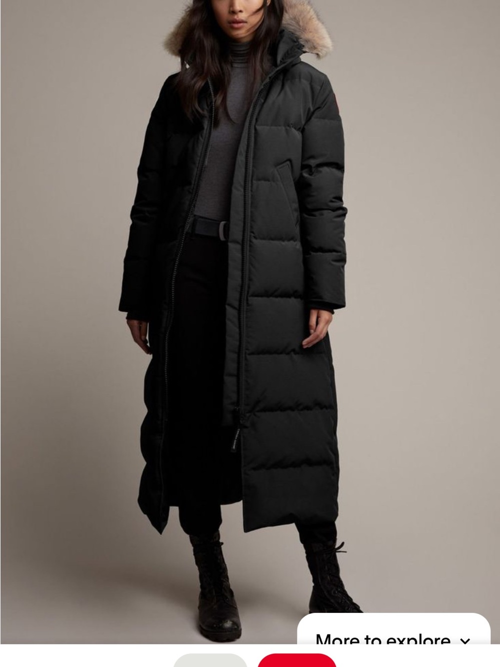 Canada Goose Black Long Puffer Coat with Fur-Trim Hood